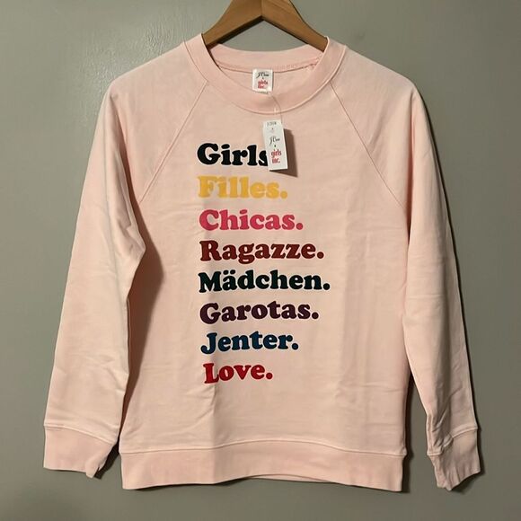 New! J. CREW X GIRLS INC Pink Sweatshirt Size Small - Picture 2 of 9